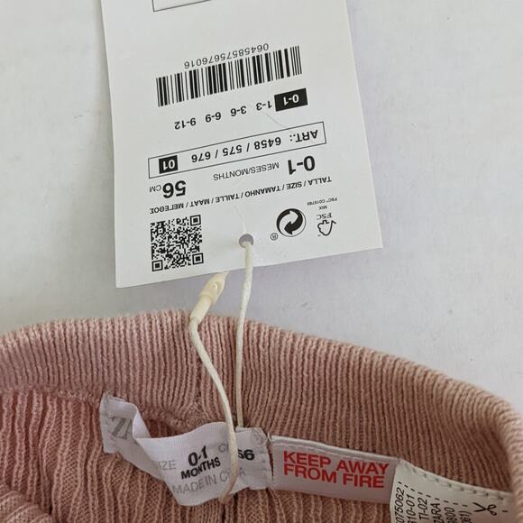 Zara Dusty Pink Ribbed Knit Leggings 0/1m - Picture 3 of 4